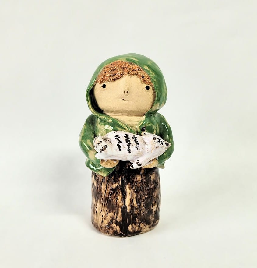 Figurka artystyczna "Chłopczyk z kotem"